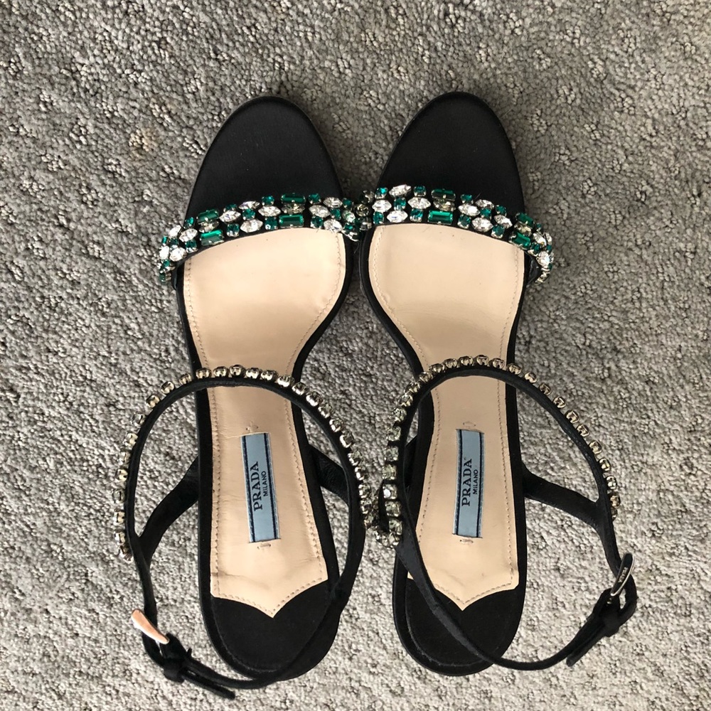 Prada diamond like decoration high-heel shoes.